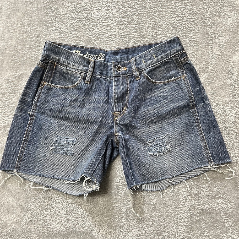 Madewell Shorts Womens 24 Blue Cutoffs Frayed Hem 4.5" Inseam Ripped‎ Denim